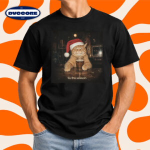 Funny Christmas Cat Tis the Season T-Shirt