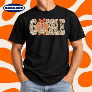Gobble Turkey Thanksgiving Floral Fall T-Shirt