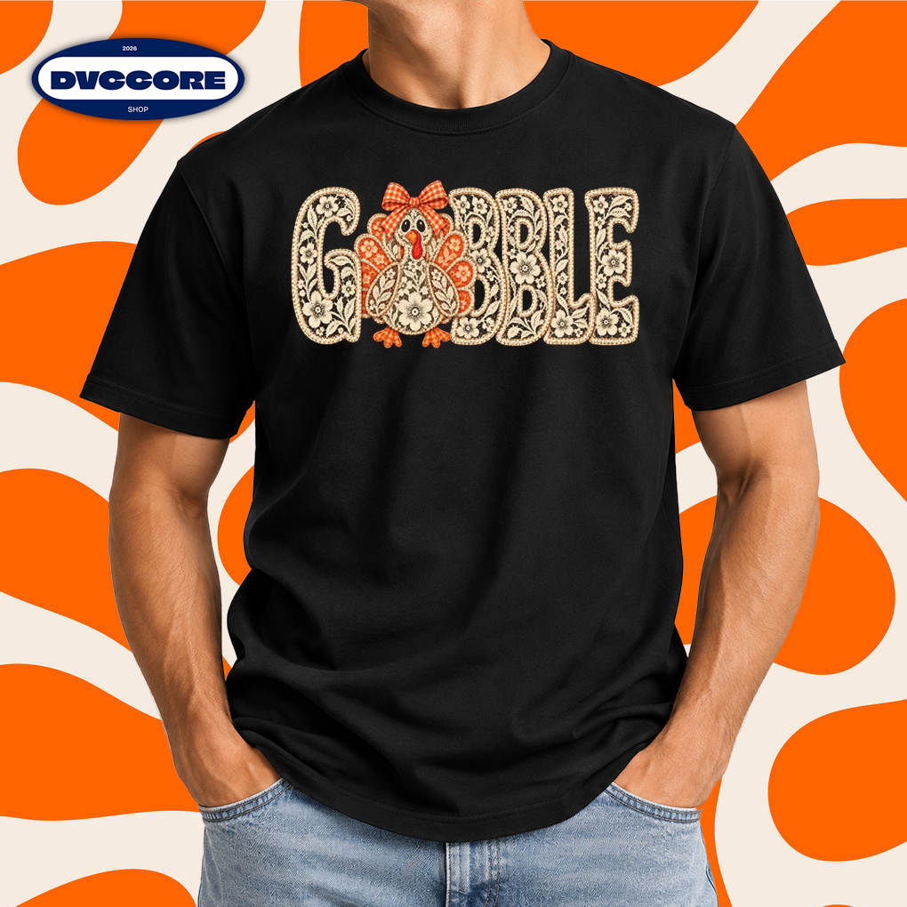 Gobble Turkey Thanksgiving Floral Fall T-Shirt
