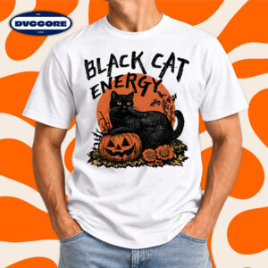 Halloween Black Cat Energy Spooky Season T-Shirt