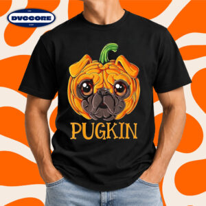 Pugkin Pumpkin Cute Pug Jack O Lantern Halloween T-Shirt