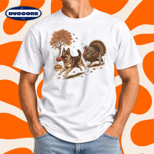 Thanksgiving German Dog Turkey Cute Fall T-Shirt
